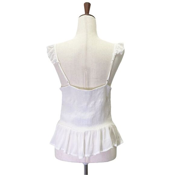 NWT Patrons of Peace Tie Front White Peplum Tank Boho Festival Top Size Medium - Picture 10 of 11